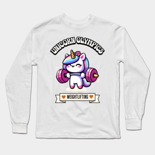 Weightlifting Unicorn Olympics 🏋️🦄 - Lifting Cuteness! Long Sleeve T-Shirt